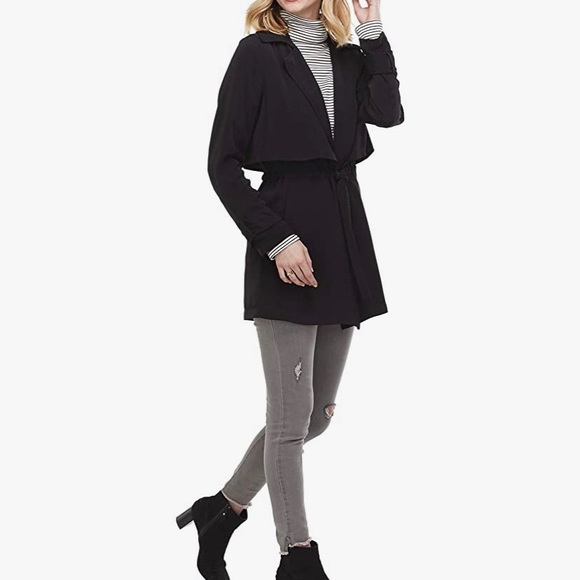 Mud Pie Small black tie belt jacket coat Hollis trench boutique worn once - Picture 1 of 5